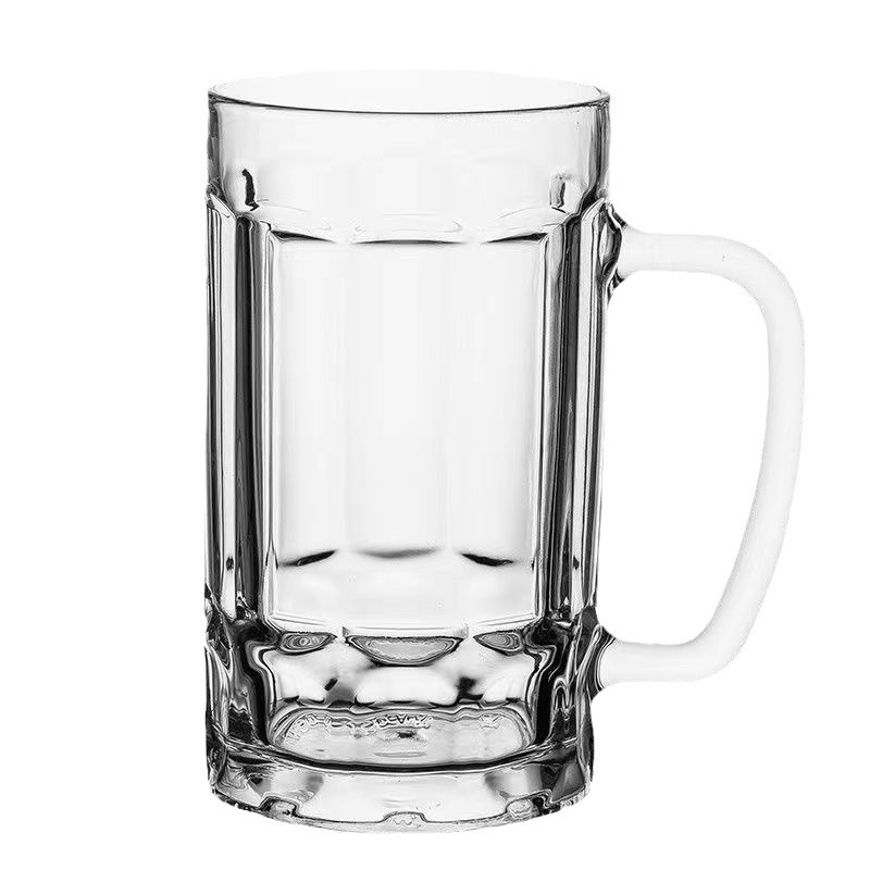 Wholesale beer mugs, large-capacity glass cups, heat-resistant belts, thickened water cups by 0.4, beer mugs, draft beer juice cups Item Picture