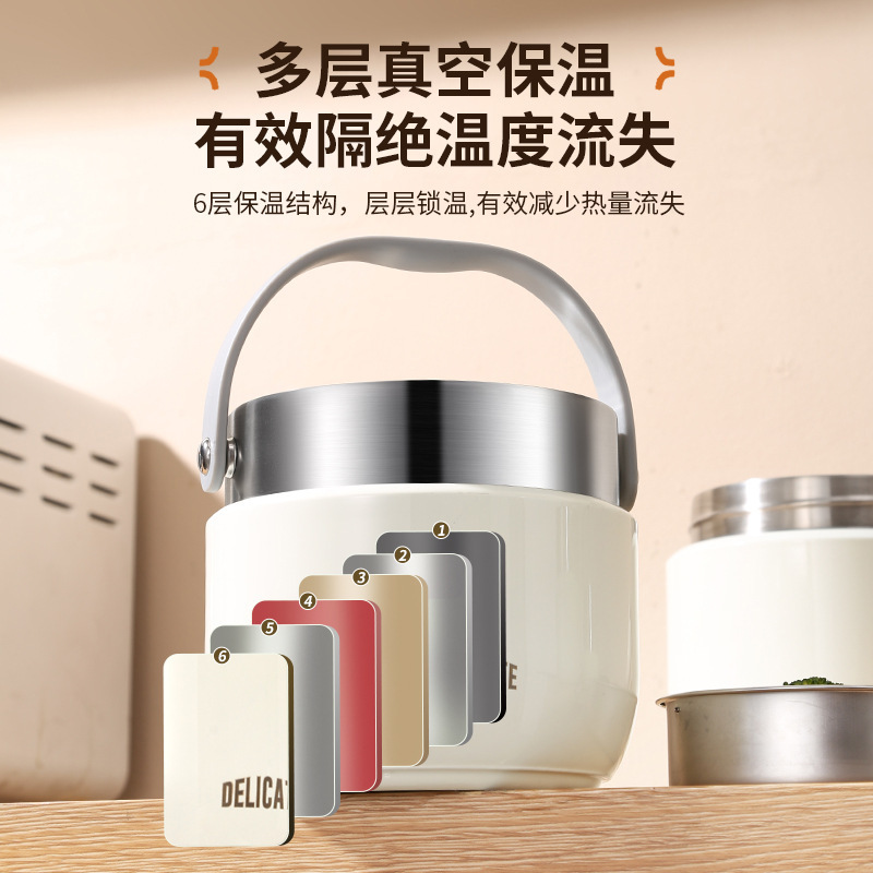 Cross-border portable stainless steel fresh-keeping lunch box, large-capacity double-layer compartmentalized bento box, vacuum insulated portable pot Application Scenario