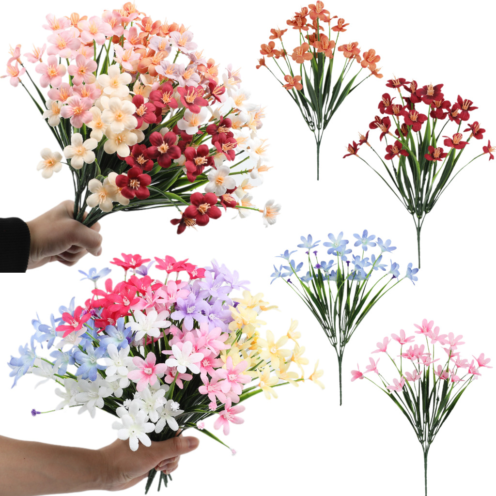 跨境热销仿真花春草兰花 家居装饰摆件 户外绿植人造花假花批发