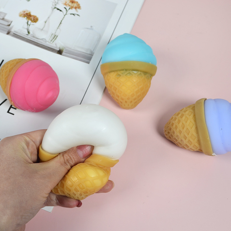 跨境专供慢回弹发泄面粉冰淇淋tpr彩色面粉球捏捏乐挤压冰淇淋产品图