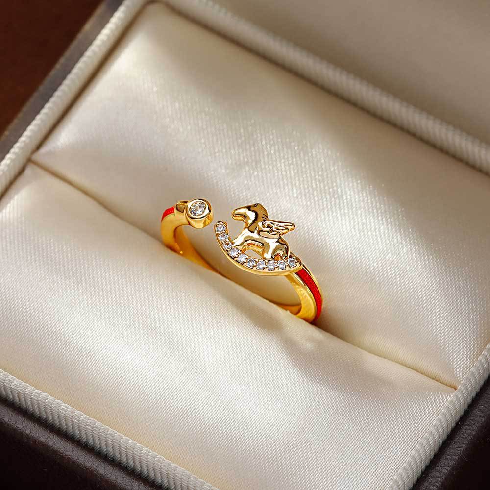 Hyacinth Red Horse Year Small Horse Ring for Women 2026 New Bestseller Zodiac Horse Index Finger Ring, a niche model for the zodiac year details Picture