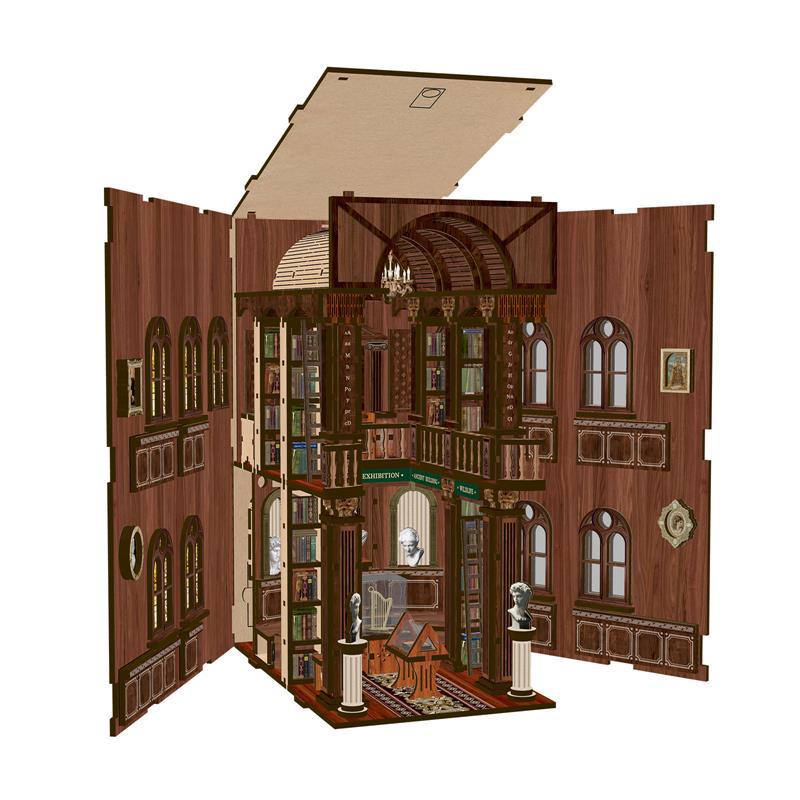 Cross-border new diy house model house 3D stereoscopic bookstand, original wooden handcrafted assembly bookstand, jigsaw bookstand Specification image