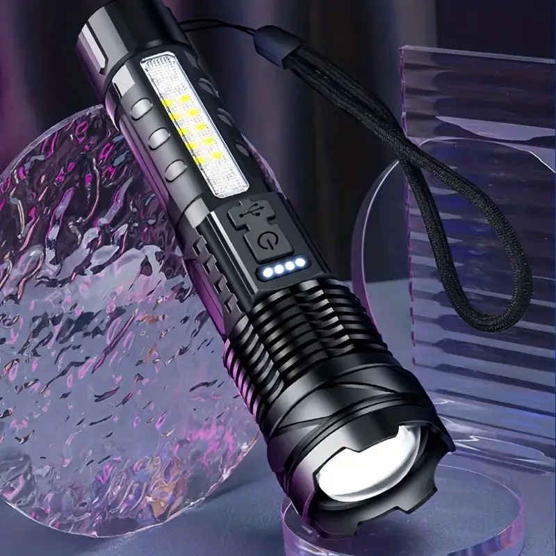 Cross-border multi-functional white laser charging flashlight, outdoor led zoom p50, strong lighting flashlight, portable mini details Picture