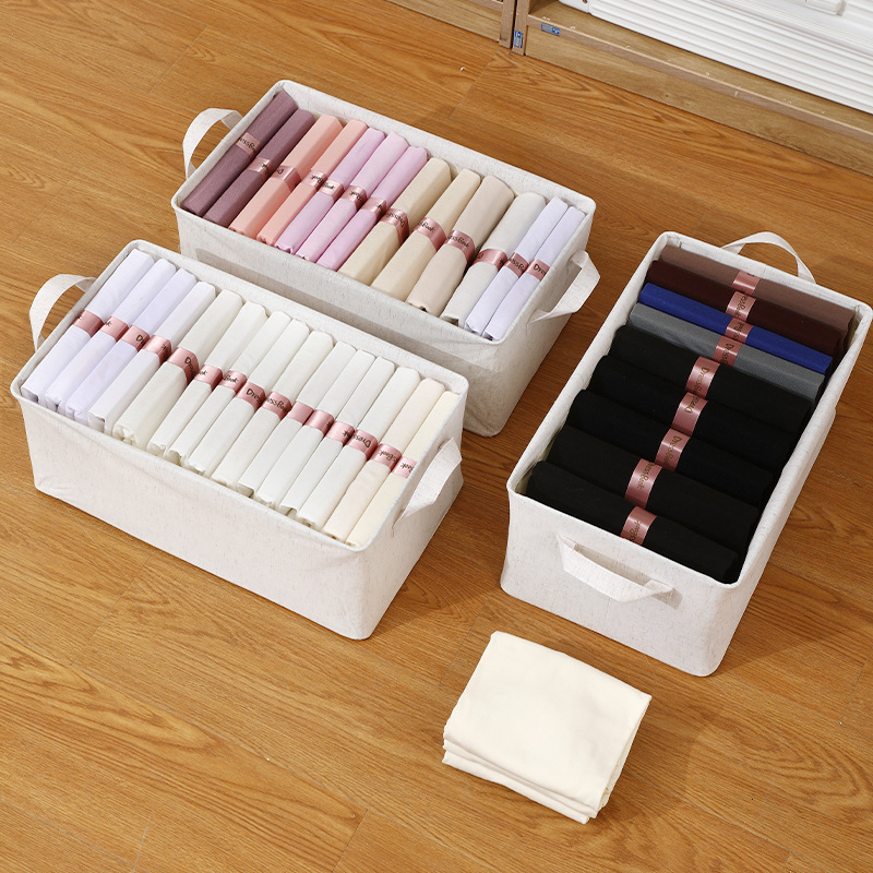 pp board Tianshan cotton foldable storage basket, batch release, pull-out storage box, fabric clothes storage and organization box, wardrobe Application Scenario