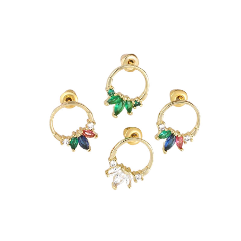 European and American fashionable and elegant earrings, women's copper plated with 18K gold and slightly inlaid zircon, elegant and versatile, luxurious and internet-famous earrings and stud earrings Item Picture