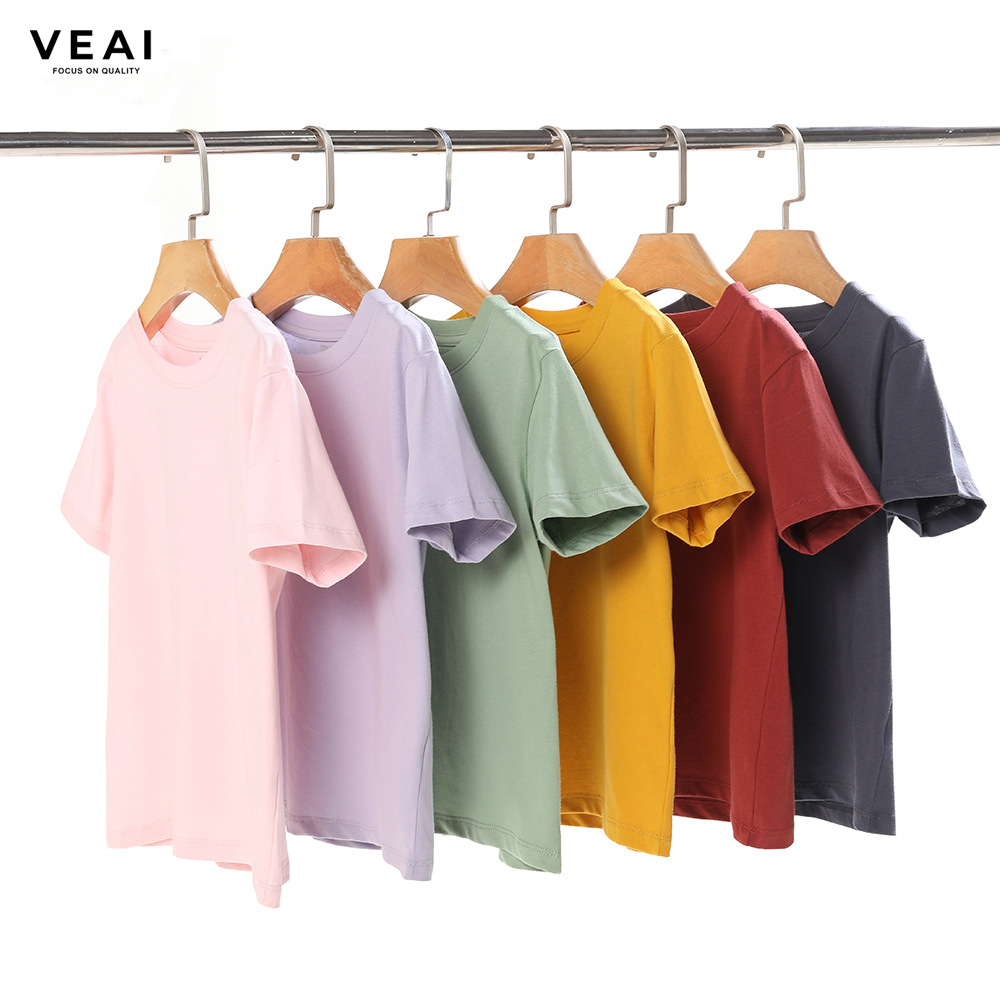 Children's short-sleeved pure cotton boys' short-sleeved T-shirt top, solid color T-shirt, summer girls' summer pure cotton base layer, children's clothing