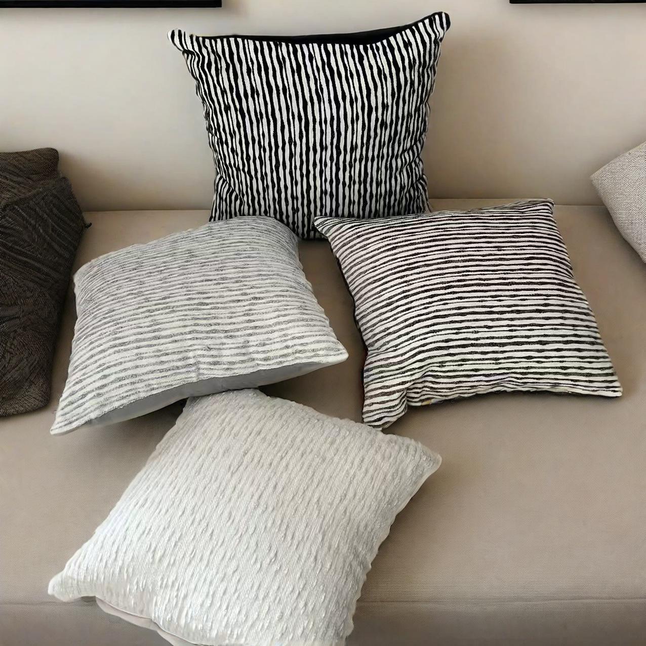 Ins-style thickened Chenille texture striped pillowcase, living room sofa bed pillow, bay window pillow, waist pillow Application Scenario