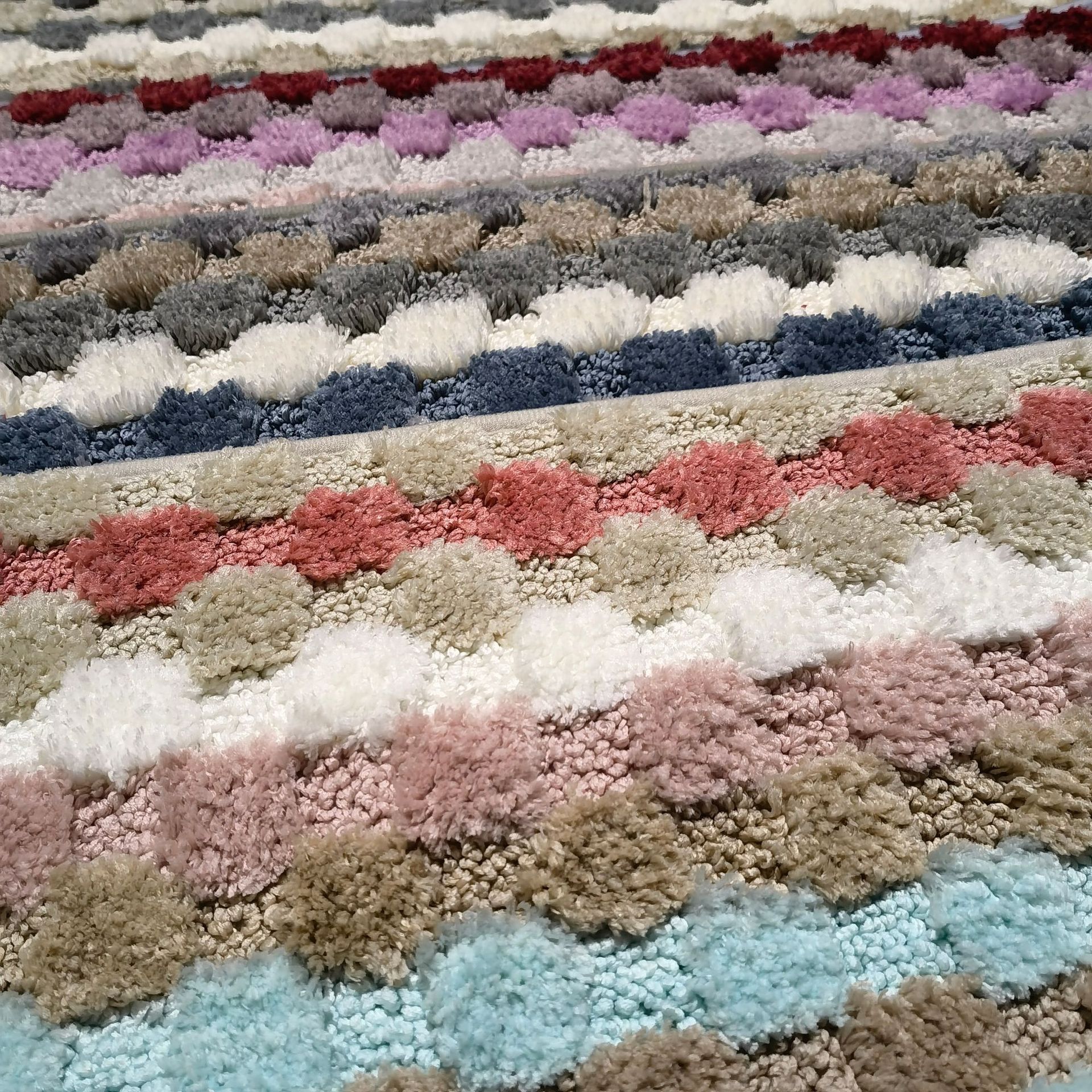 Square rainbow tufted TPR base, indoor kitchen, bathroom, living room, bathroom, room, anti-slip carpet, floor mat, door mat Specification image