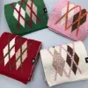 A classic and retro geometric jacquard wool check knitted woolen scarf for women's autumn and winter, a warm and cozy scarf Specification image