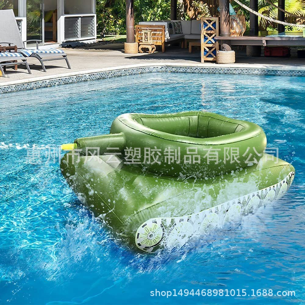 工厂批发充气喷水坦克游泳圈泳池喷水玩具儿童成人泳池喷水坦克车细节图