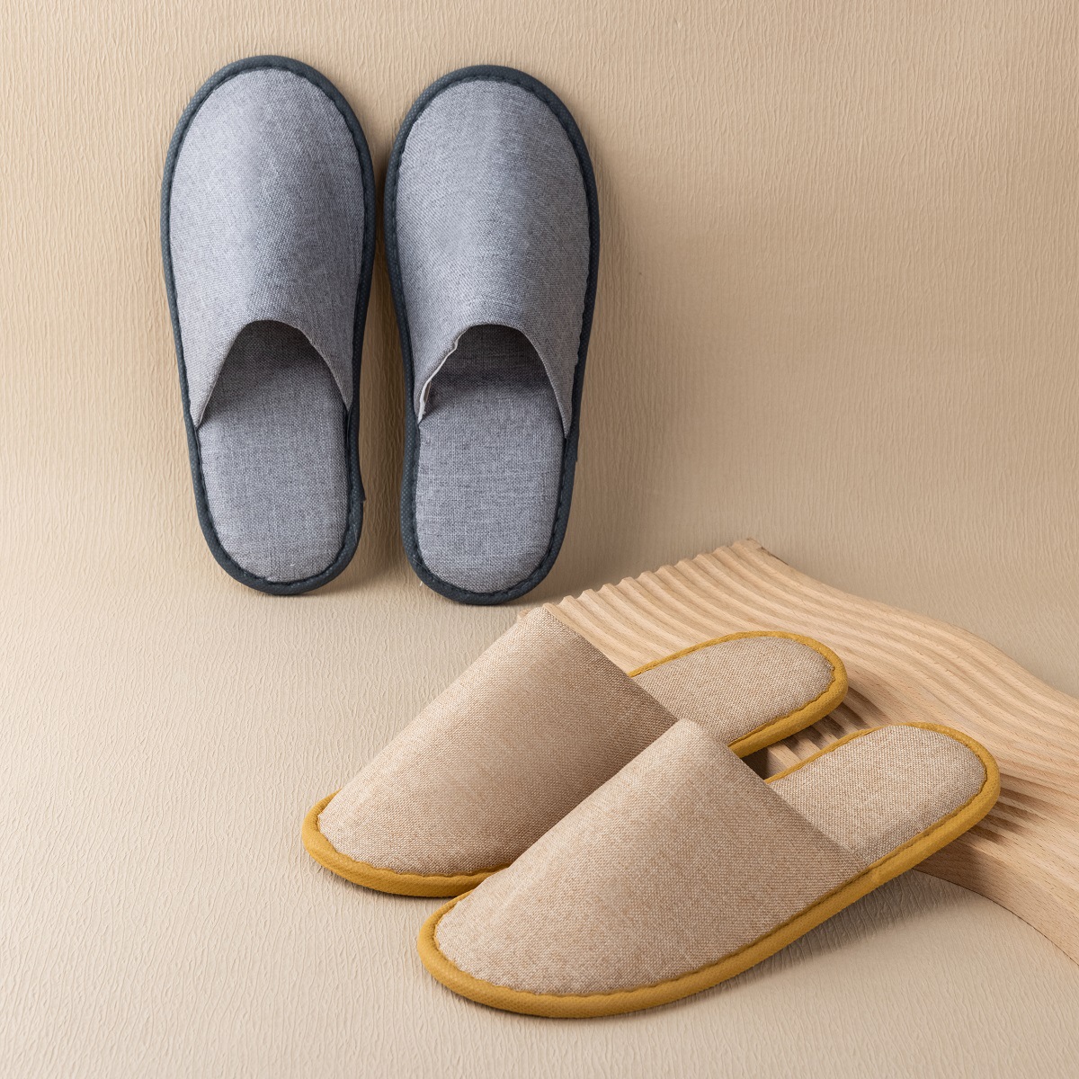 Disposable slippers, encrypted fine linen fabric, hotel and homestay summer hospitality anti-slip factory wholesale, customizable logo