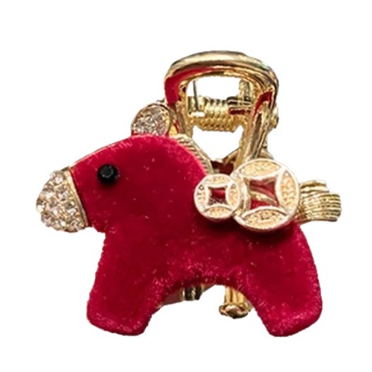 New high-end small hairpin side bangs with red velvet for the zodiac year Item Picture