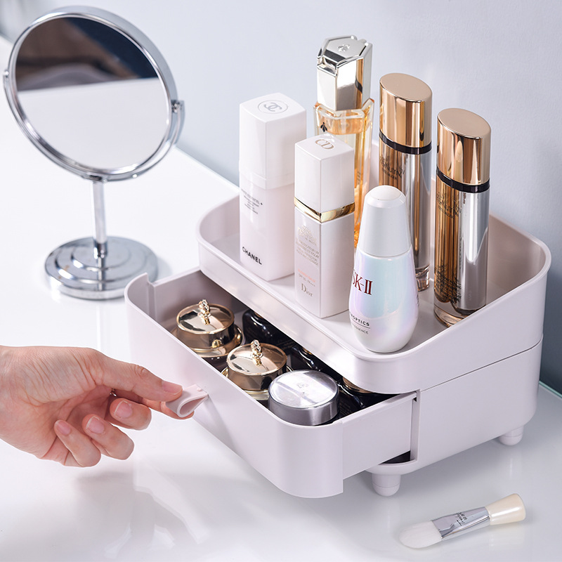 Plastic desktop cosmetic storage box, dust-proof and organizing cosmetic box, creative sundries storage box, desktop storage box Specification image