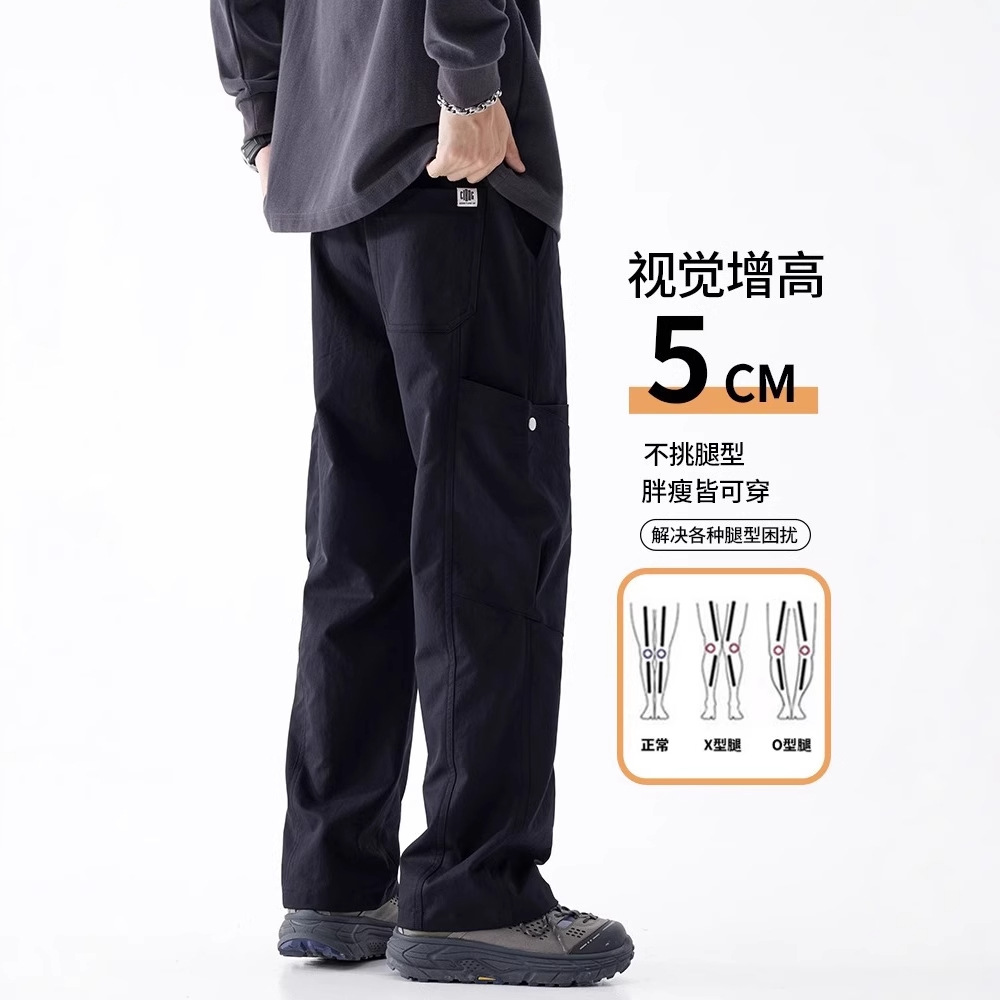 Estilo americano workwear pantalones casuales hombres primavera recta holgada 2025 nueva marca de moda tendencia pierna ancha al aire libre carga pantalones details Picture