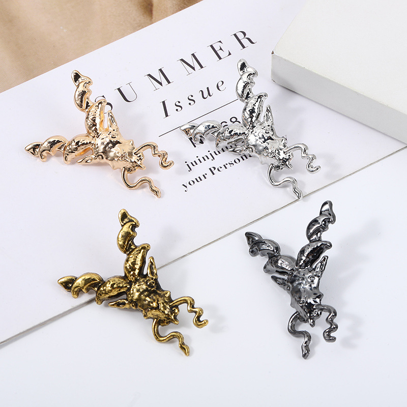 欧美 羊头胸针男女复古属相胸花 男士徽章个性羊角骷髅头西装别针