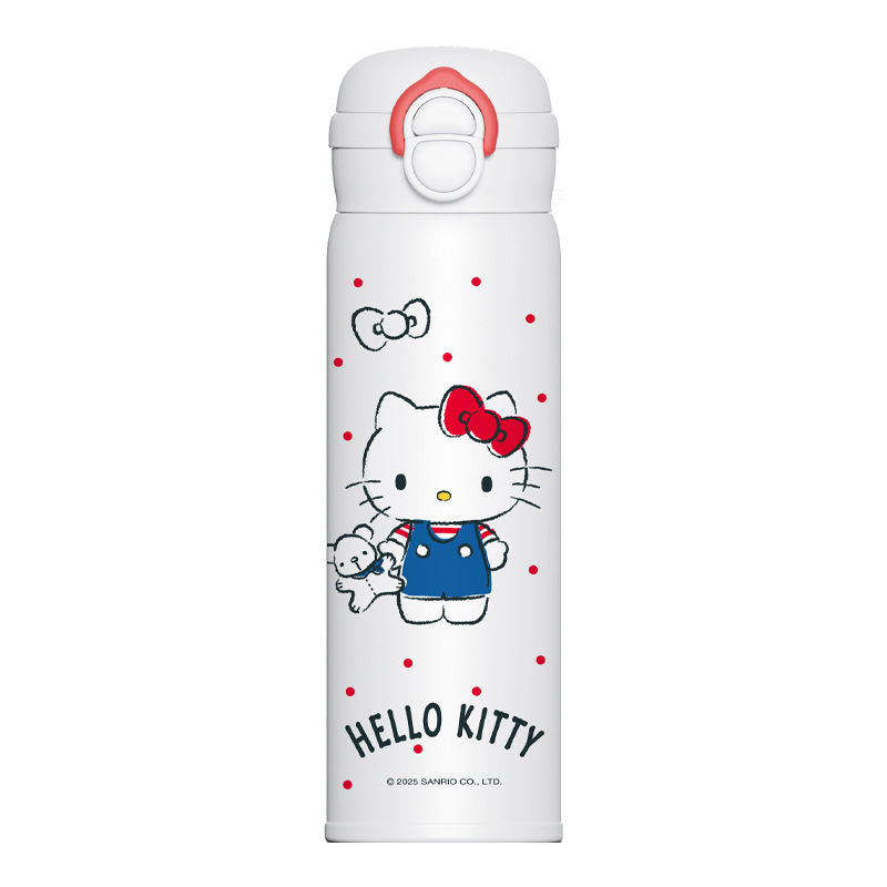 三丽鸥库洛米凯蒂猫儿童保温杯316食品级小学生女孩双饮吸管水杯白底实物图