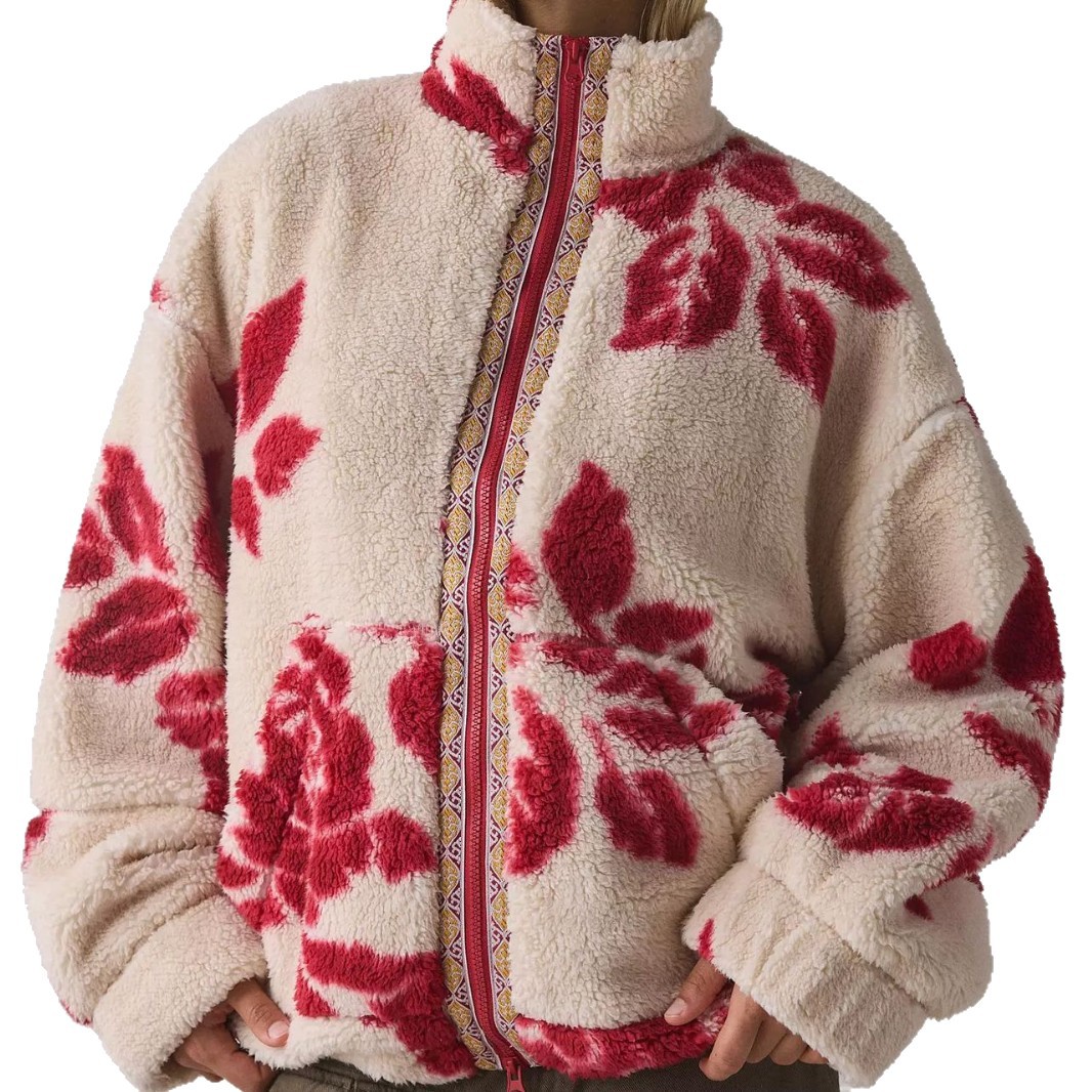 New fleece retro European and American style stand-up collar zipper cardigan for women's wear in the 2025 autumn and winter cross-border from Europe and America Item Picture