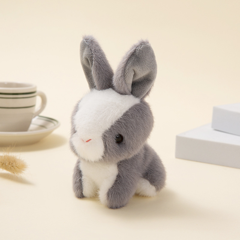 Cute cartoon simulation sitting rabbit plush toy, silly and adorable little rabbit bag pendant, keychain, doll pendant Specification image
