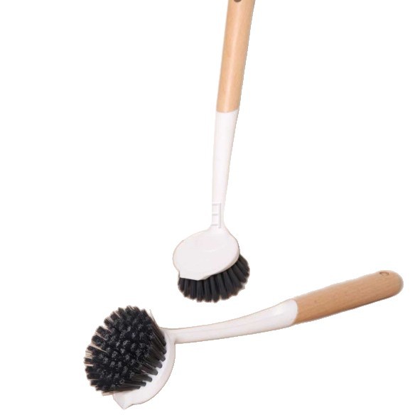 New wooden handle multi-purpose pot brush, kitchen brush for washing dishes, kitchen brush with long handle for cleaning, durable and non-stick pans Item Picture