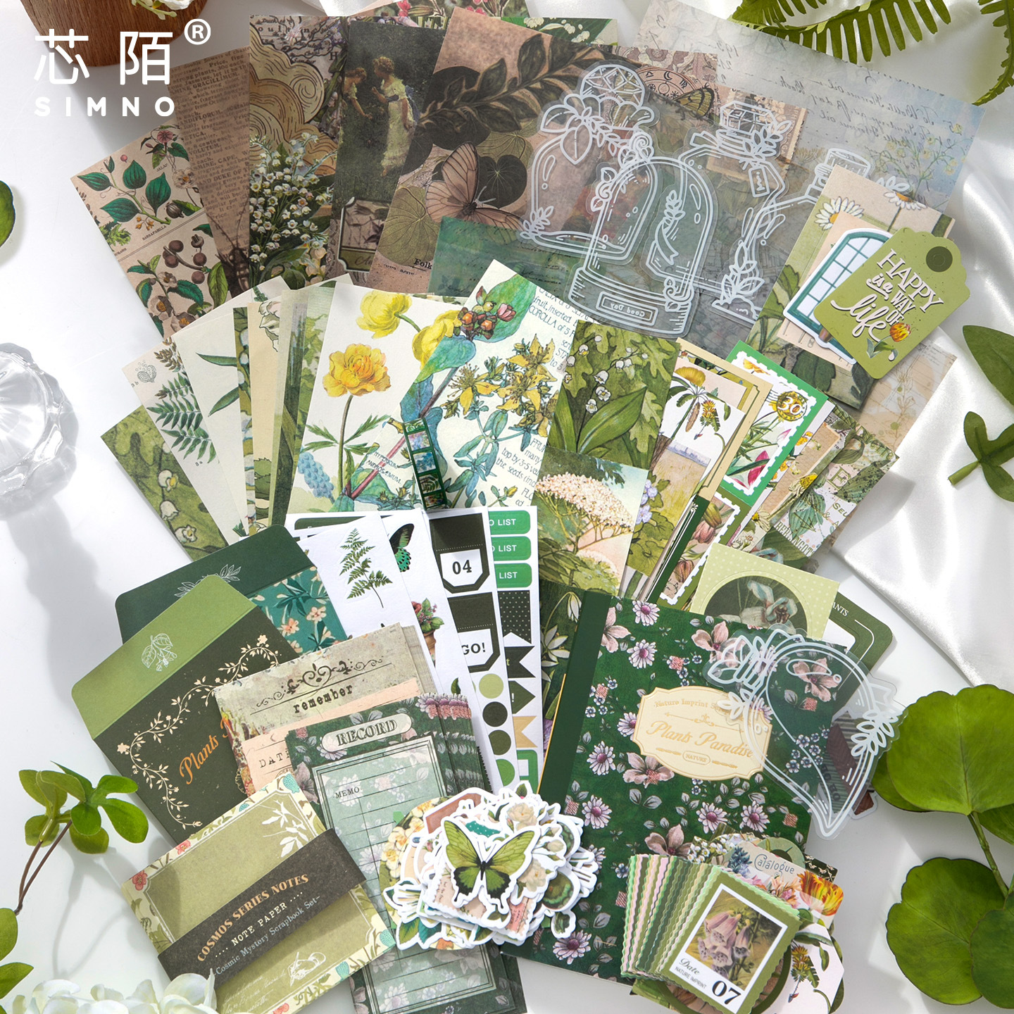 Xinmo Warm Mail Cross-border Bestseller Retro Artistic Fresh Forest-Themed Green Plant and Flower Illustrated Diary Gift Box Set Handmade Specification image