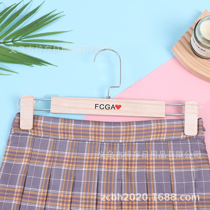 Thickened and thickened seamless trouser clips, wooden trouser clips, clothes rack, silicone wide-shoulder hanger, muprint trouser clips, anti-grass net, goose-shaped trouser clips, multi-functional storage products details Picture