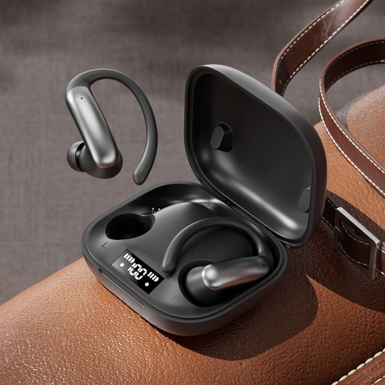 Nuevo producto smart crossover nuevo M144 orejar montado OWS semi-en el oído abierto bluetooth auriculares con doble pantalla de número modelo privado Application Scenario