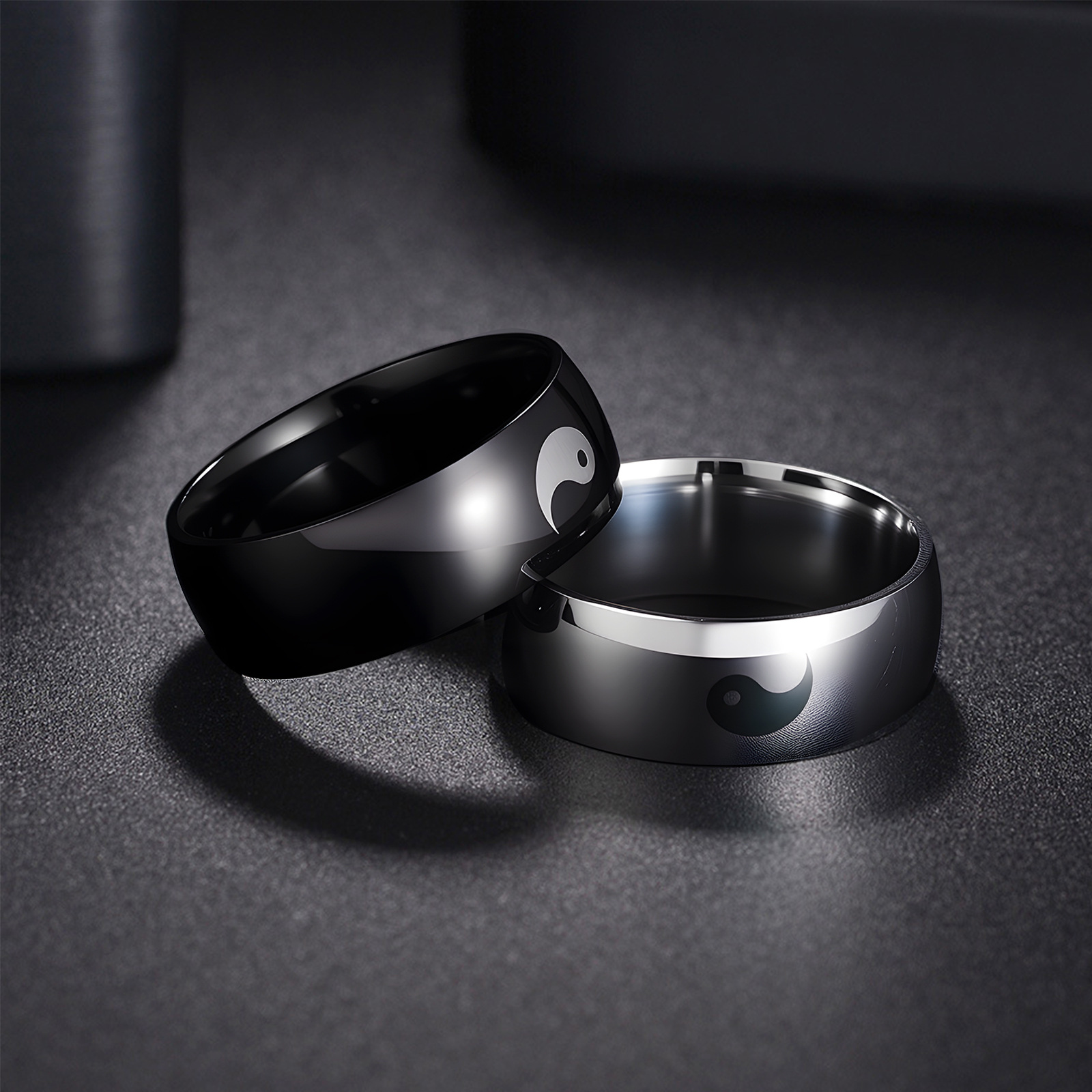 The 8mm laser-engraved Bagua Yin-yang fish stainless steel ring is a best-selling men's accessory on AliExpress and does not fade Specification image
