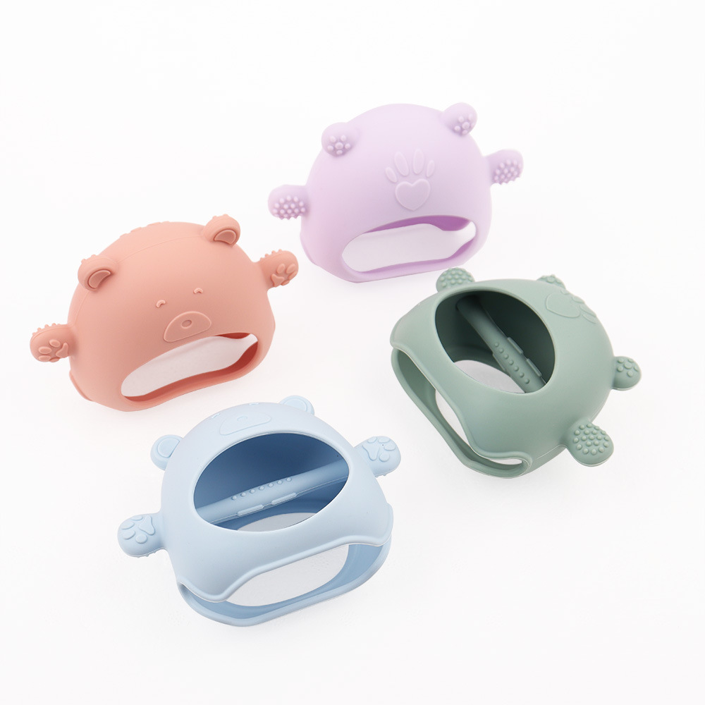 A supply of food-grade silicone toys and baby products for infants and toddlers full figure