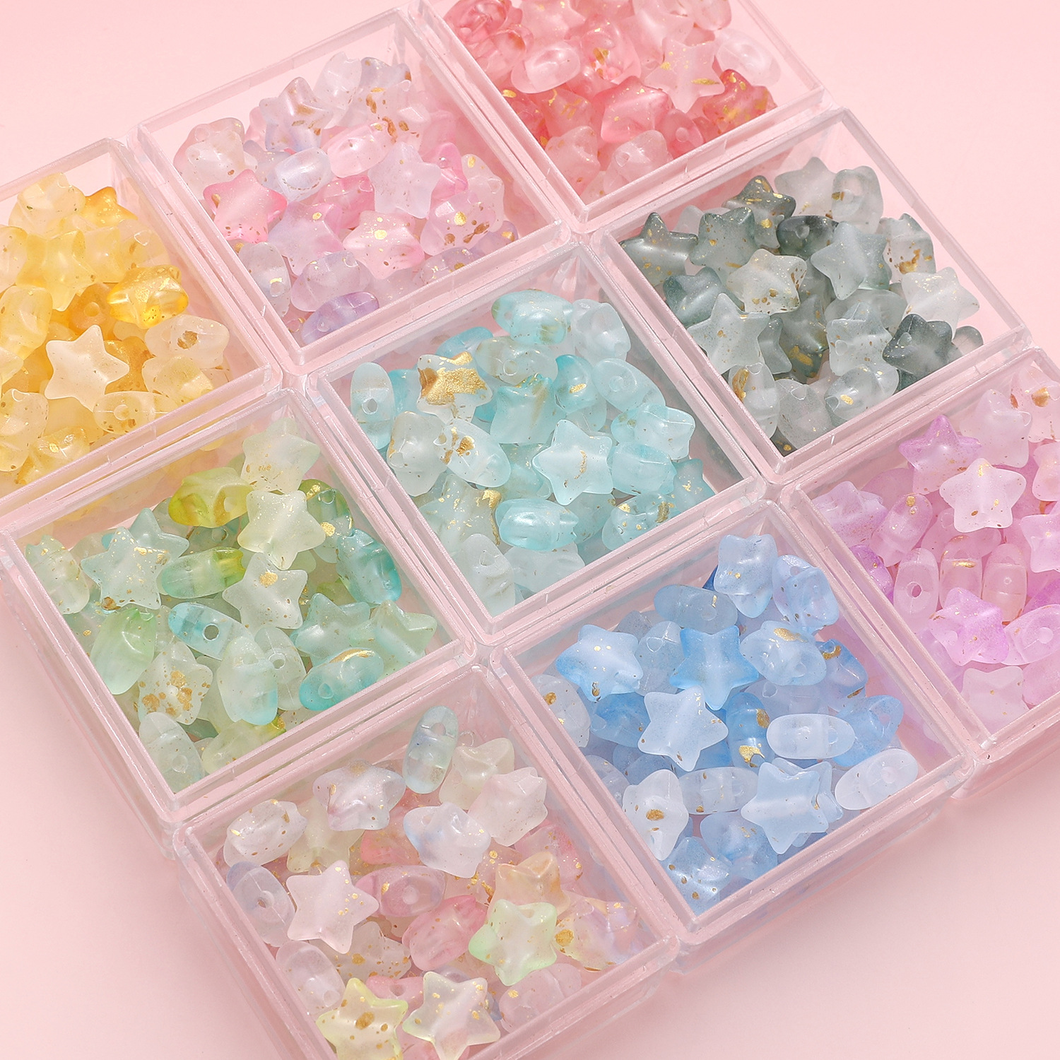 Frosted gold-dotted little star acrylic five-pointed star beaded diy handcrafted accessory beaded bracelet decoration material