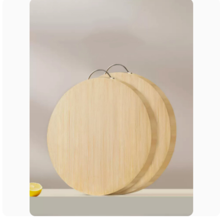 Household solid wood cutting board, whole wood thickened bamboo round cutting board, fruit board, vegetable cutting board, double-sided knife board Specification image