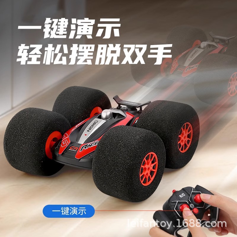 Cross-border sponge wheel stunt car, somersaults, climbing electric off-road racing car, durable simulation boy remote control toy car details Picture