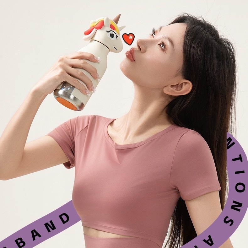 工厂批发外贸跨境亚马独角兽卡通公仔杯不锈钢儿童保温杯