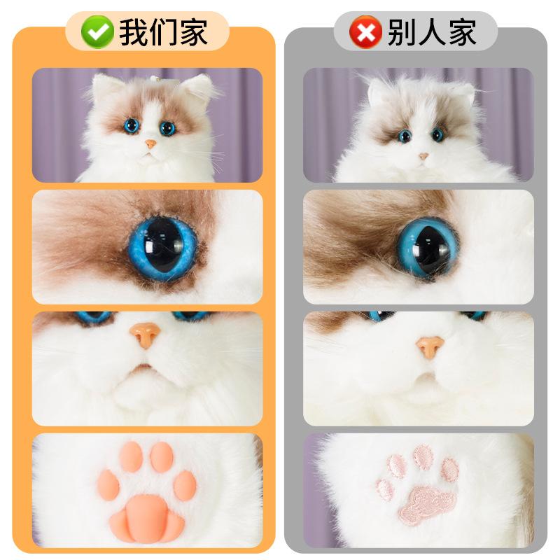 Plush cat backpacks, simulated backpacks, stuffed dolls, plush toys, birthday gifts wholesale, three-flower cats Specification image