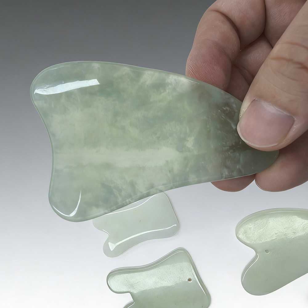Masaje natural xiujade jade placa sha masaje linfático meridiano xiujade facial facial xiujade placa de masaje de cuerpo entero rascador details Picture