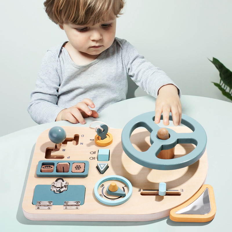 Montessori Early Education Steering wheel simulation Busy Board children's role-playing and learning to drive intelligence toy CECPC Specification image