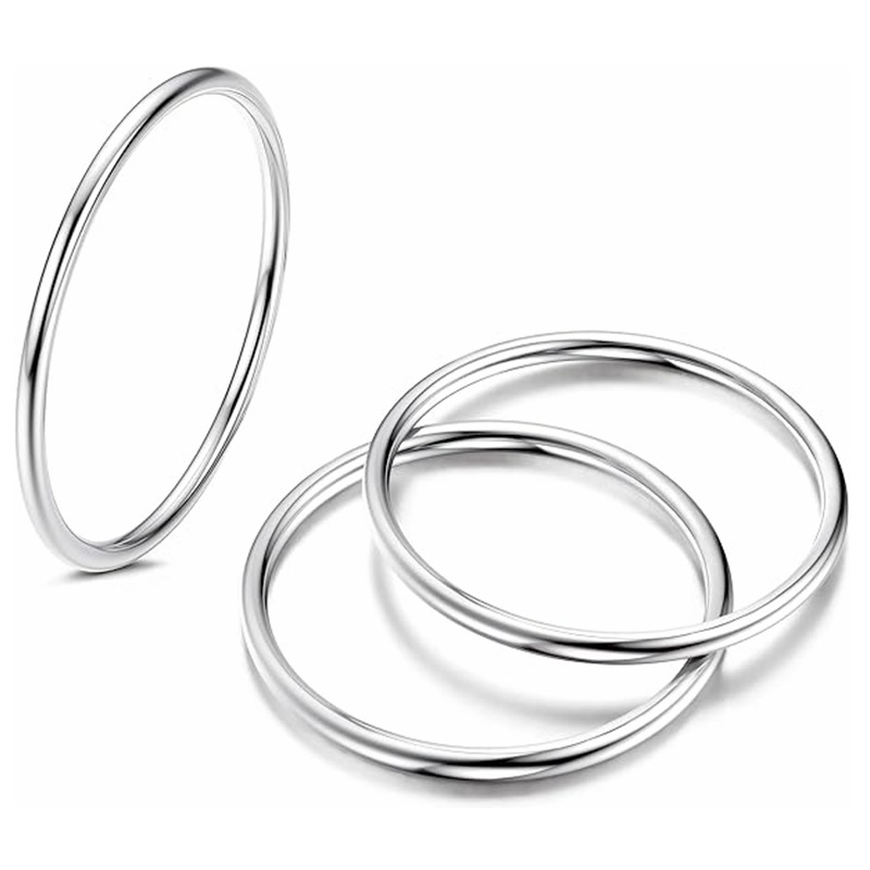 14K gold-plated set ring, 1mm inner and outer arc fine ring, plain ring, simple Japanese and Korean ring, trendy index finger tip Specification image