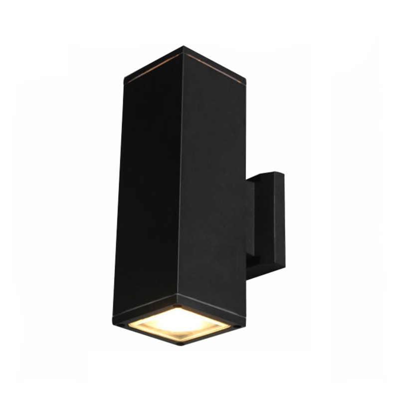 LED户外防水方形壁灯上下照射灯过道走廊围墙灯E27灯头单双头壁灯白底实物图