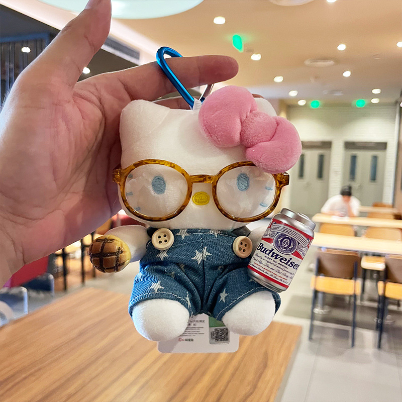 正版hellokitty小挂件毛绒kt猫玩偶钥匙扣挂饰Kitty凯蒂猫包挂件