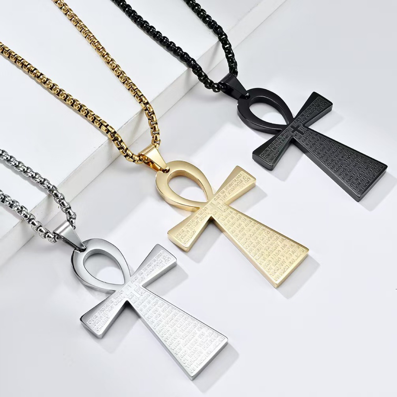 Cross-border e-commerce source: Ancient Egyptian Anca cross stainless steel necklace, a unique and individualistic fashion accessory pendant