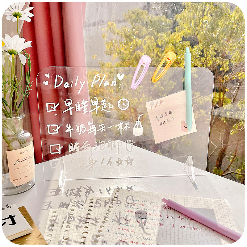Acrylic notepad, erasable transparent Ins-style message writing board, memo prompt, small whiteboard, mini writing board Application Scenario