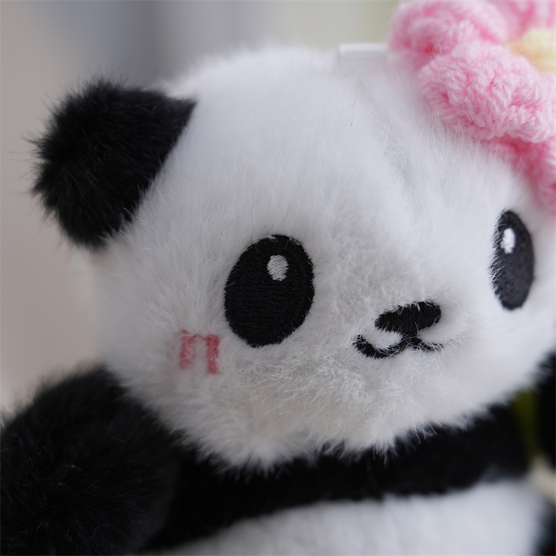 Cute little panda plush toy backpack, souvenir, internet-famous cultural and creative fruit series bag, keychain, small pendant Application Scenario