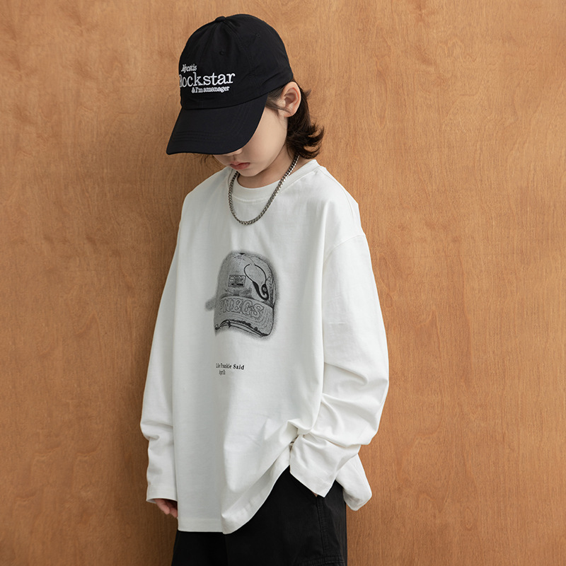 Boys' long-sleeved T-shirt Spring and Autumn 2026 new style Children's autumn base layer, big boys' autumn thin sweatshirt trend details Picture