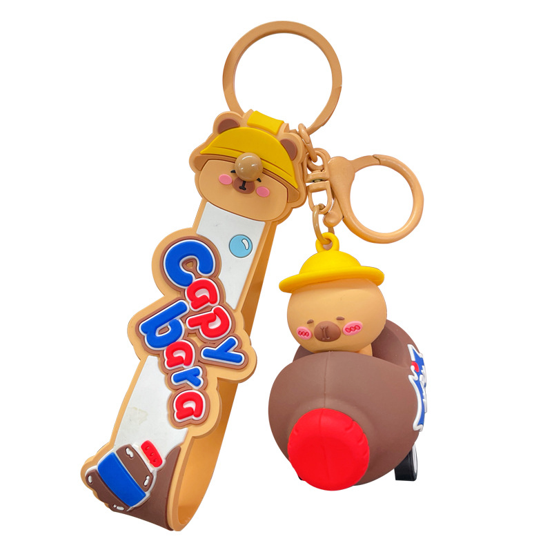 Capibala car keychain, cute and adorable car key chain pendant, cartoon bag hanging decoration, keychain ring Item Picture