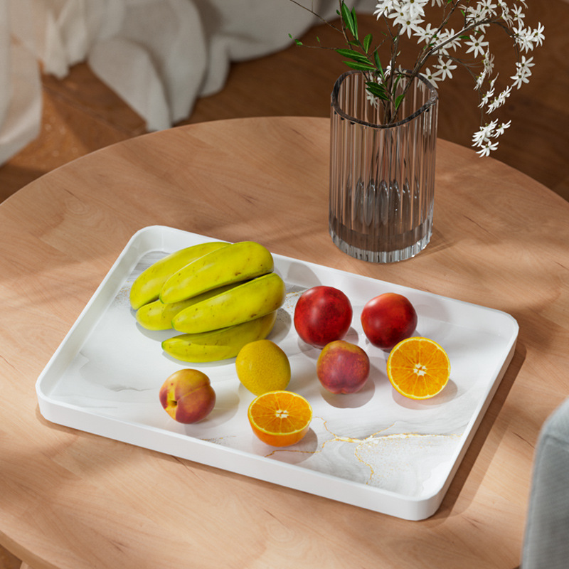 Melamine Nordic light luxury tea tray storage plate, restaurant-specific fruit tea tray, household rectangular plate Specification image