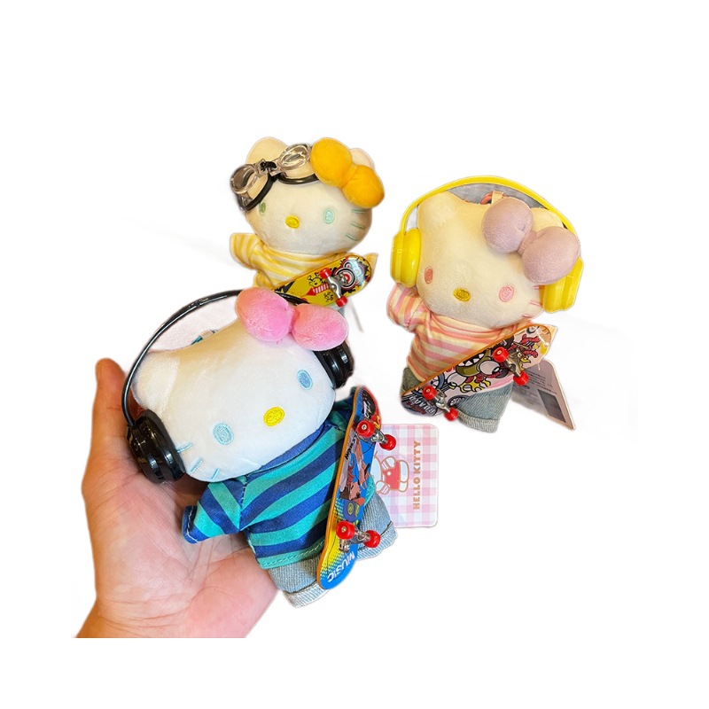 网红可爱hellokitty小挂件毛绒公仔kitty凯蒂猫正版kt猫包包挂件白底实物图