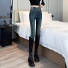 The new autumn and winter stretch tight-fitting women's 2023 high-waisted denim form-fitting pencil pants are versatile Specification image