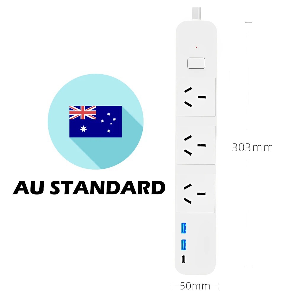 WIFI smart power strip cross-border e-commerce Amazon 6-digit Australian standard supermarket distribution with master control switch 2USB+type details Picture