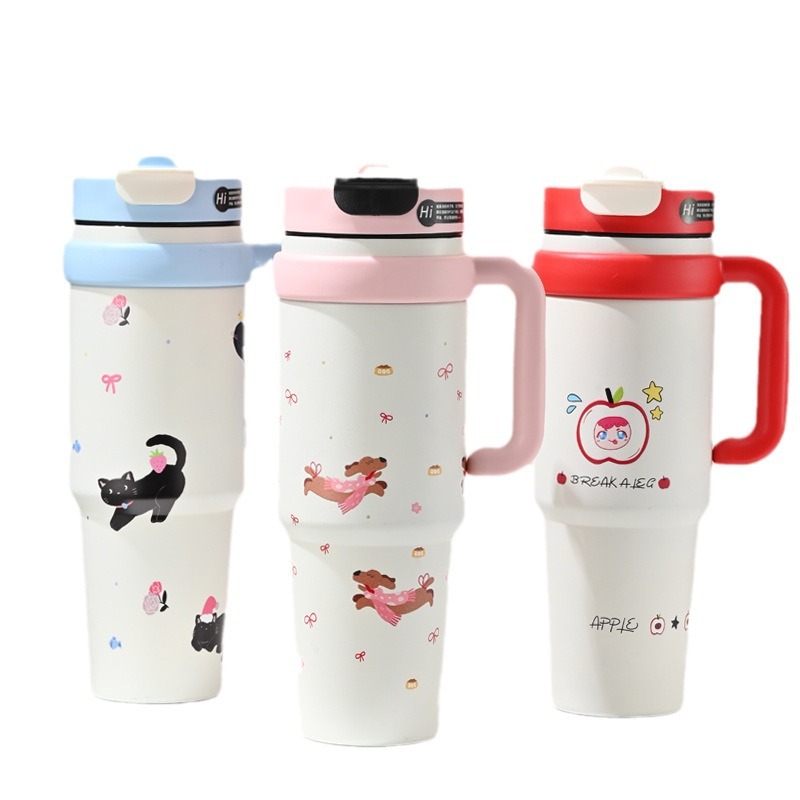 Giant insulated cup for girls, high appearance level, large-capacity ice cube cup, water cup, 2024 new style straw cup Item Picture