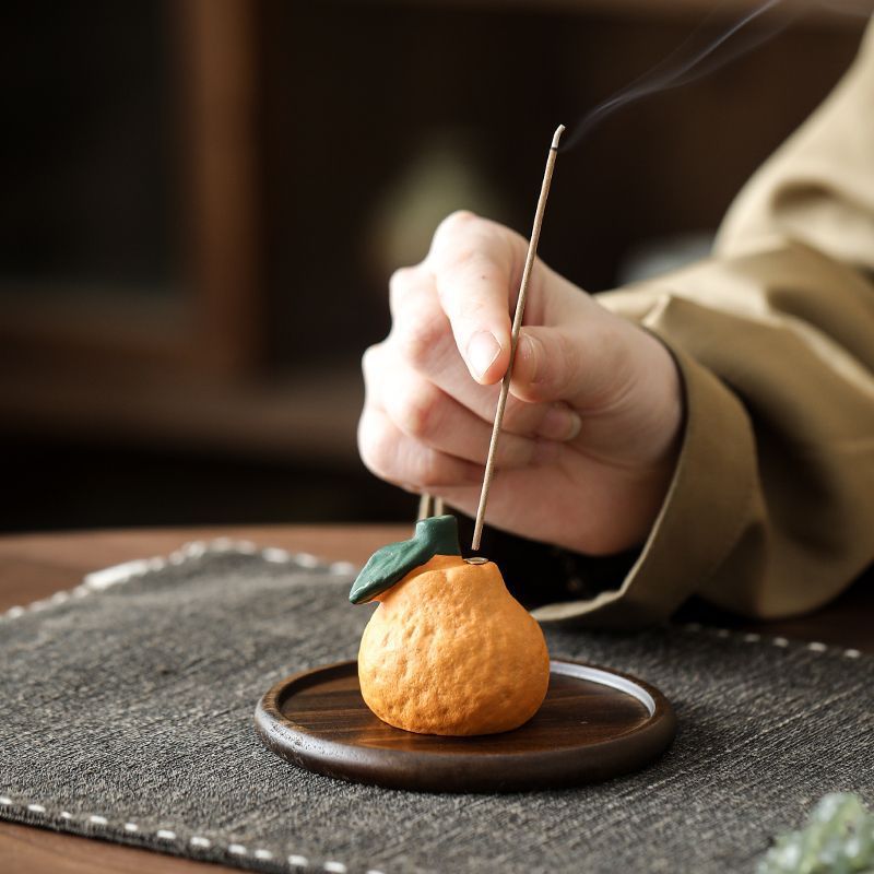 Creative ugly orange line incense burner, home indoor incense holder, Zen tea room incense tray, incense holder base, tea table decoration, aroma diffuser Specification image