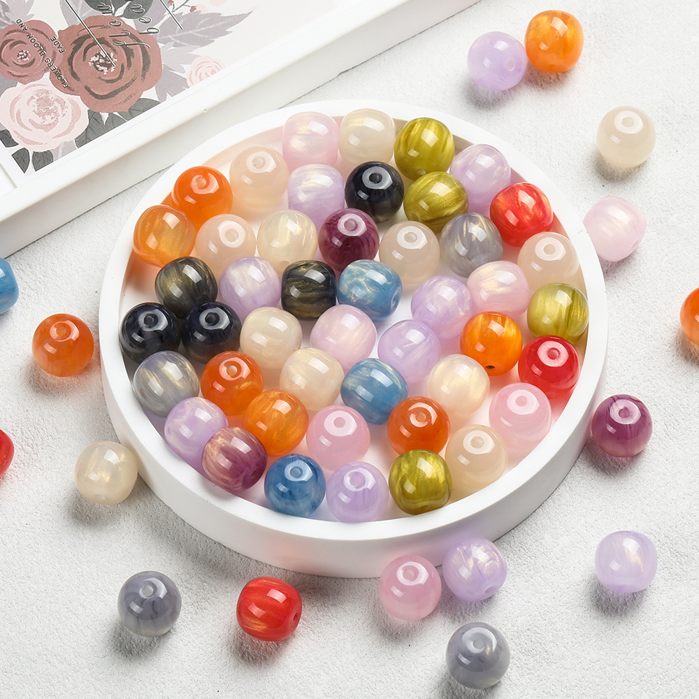 11*12 candy-colored gilded resin bucket beads, DIY loose beads, spacer beads, handcrafted beaded bracelet jewelry, small accessories Application Scenario